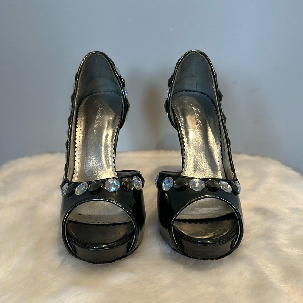 Gray Heels with Rhinestones